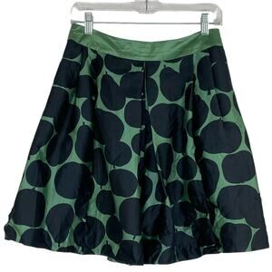 Juicy Couture green fruit pear print A-line silk skirt women's size 2